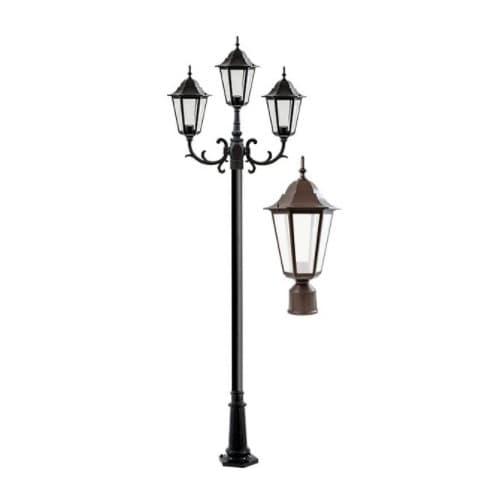 Dabmar 6W 10-ft LED Post, Three-Head, 1550 lm, 120V, Bronze/Frosted, 3000K