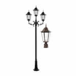 Dabmar 9W 10-ft LED Post, Three-Head, 1550 lm, 120V, Bronze/Clear, 3000K