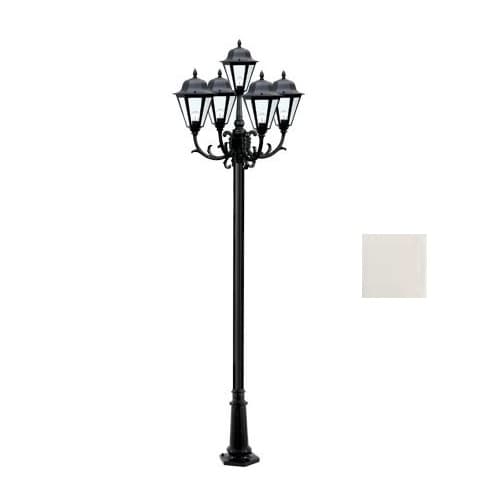 Dabmar 16W 10-ft LED Lamp Post, Five-Head, 1600 lm, 120V, White/Clear, 6500K