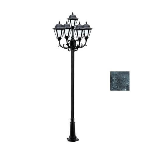 Dabmar 9W 10-ft LED Lamp Post, Five-Head, 1600 lm, 120V, Green/Frosted, 6500K