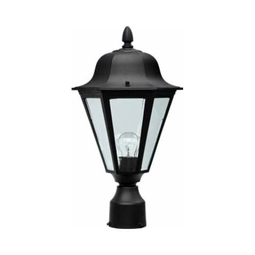 Dabmar 6W LED Daniella Post Top Fixture, Single-Head, 120V, Black/Frosted