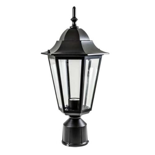 Dabmar 16W LED Daniella Post Top Fixture, Single-Head, 120V, Black/Frosted