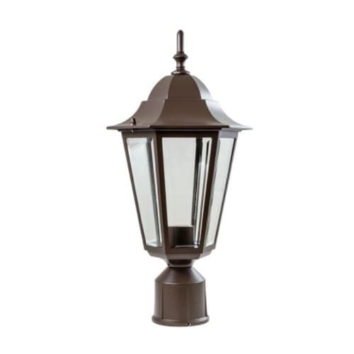 Dabmar 9W LED Daniella Post Top, Single-Head, A19, 120V, Bronze/Clear