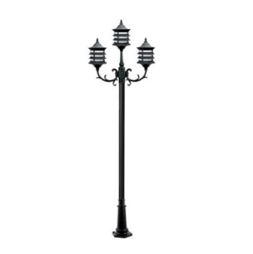 Dabmar 6W 10-ft LED Stephanie Lamp Post, Three-Head, A19, 120V, Black