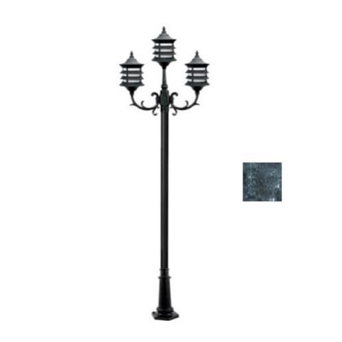 Dabmar 9W 10-ft LED Stephanie Lamp Post, Three-Head, A19, 120V, Verde Green