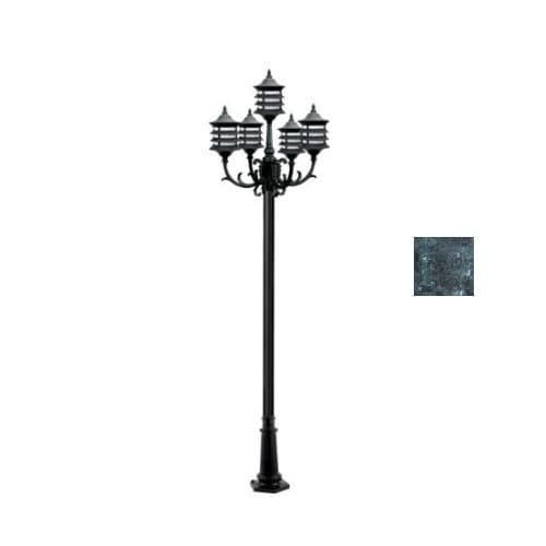 Dabmar 6W 8-ft LED Lamp Post, Three-Head, A19, 1600 lm, 120V, Green, 6500K