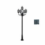 Dabmar 9W 8-ft LED Lamp Post, Three-Head, A19, 1550 lm, 120V, Green, 3000K