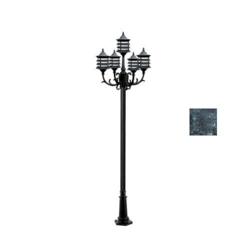 Dabmar 9W 8-ft LED Lamp Post, Three-Head, A19, 1550 lm, 120V, Green, 3000K