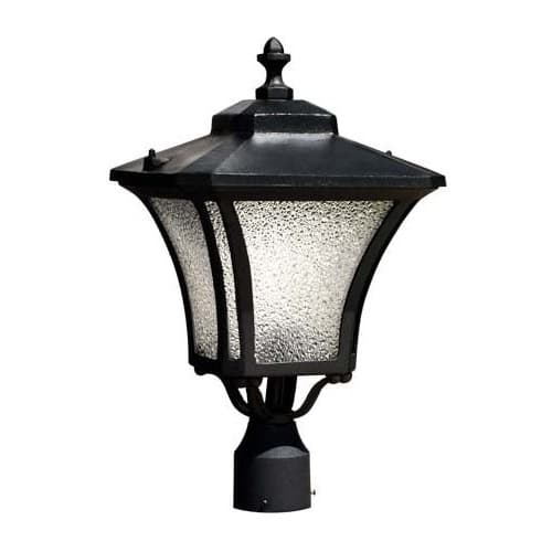 Dabmar 6W LED Decorative Post Top Fixture, Single-Head, A19, 120V, Black