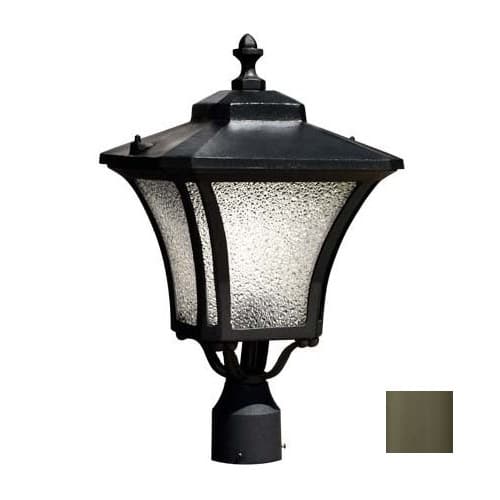 Dabmar 6W LED Decorative Post Top Fixture, Single-Head, A19, 120V, Bronze