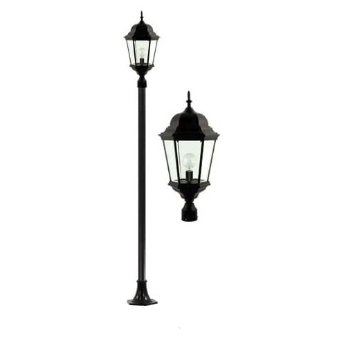 Dabmar 30W Single Head LED Light Post Fixture w/Clear Glass, Black