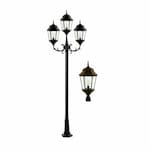 Dabmar 20W LED Lamp Post, Three-Head, 120V-277V, Bronze/Clear