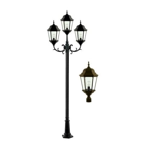 Dabmar 20W LED Lamp Post, Three-Head, 120V-277V, Bronze/Clear