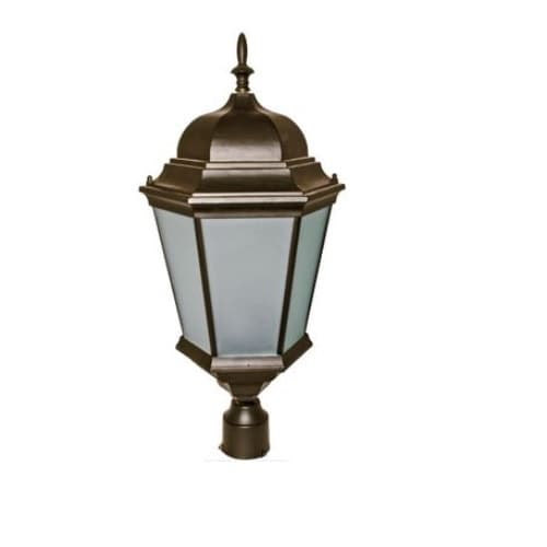 Dabmar 30W Hexagonal Decorative LED Post Top Light w/Frosted Glass, Bronze