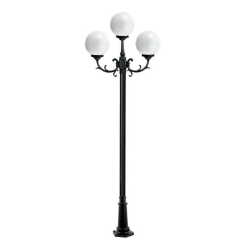 Dabmar 10-ft 6W LED Globe Lamp Post, Three-Head, A19, 120V, Black