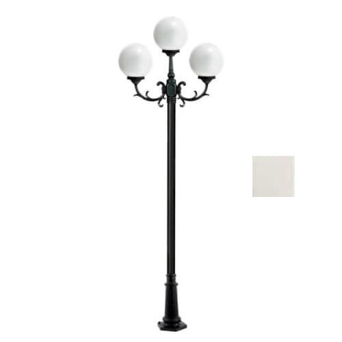 Dabmar 10-ft 6W LED Globe Lamp Post, Three-Head, A19, 120V, White