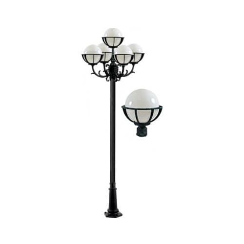 Dabmar 10-ft 6W LED Globe Lamp Post, Five-Head, A19, 120V, Black
