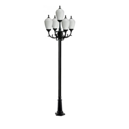 Dabmar 16W Alisa Five Light LED Lamp Post w/Polycarbonate Lens, Black