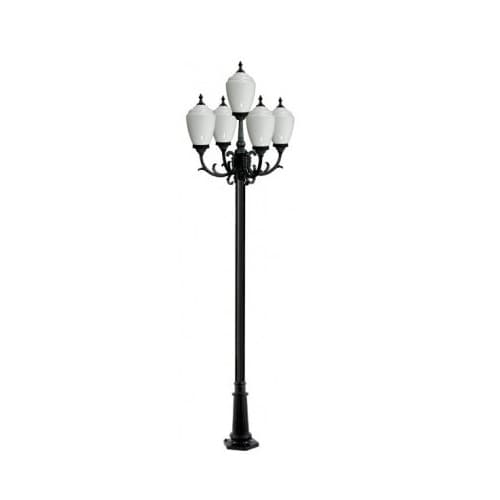 Dabmar 10-ft 9W LED Alisa Lamp Post, Five-Head, A19, GU24, 120V, White