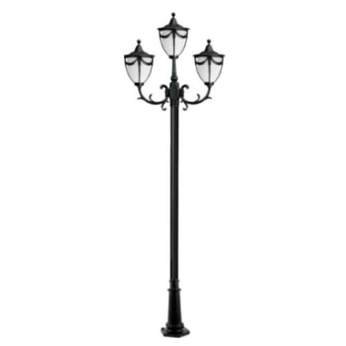 Dabmar 27W LED Rachel Three Headed Lamp Post Light, GU24, 120V, 2700K, Black