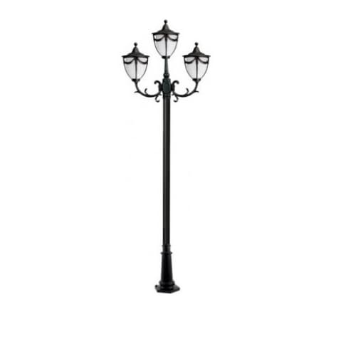 Dabmar 16W Rachel Three Light LED Lamp Post w/Polycarbonate Lens, Black