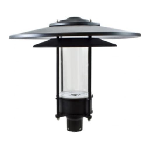 Dabmar Large Post Top Light Fixture w/ Clear Lens w/o Bulb, 120V, Black