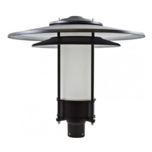 Dabmar 20W LED Large Post Top Fixture w/ Frosted Lens, 120-277V, 3000K, Black