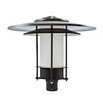 Dabmar 20W LED Large Hat Top Post Light, G24, 120V-277V, Black/Frosted