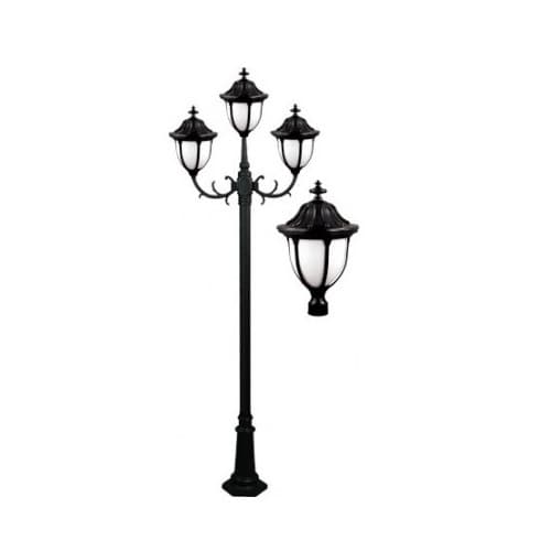 Dabmar 11-ft 6W LED Showcase Lamp Post, Three-Head, A19, 120V, Black