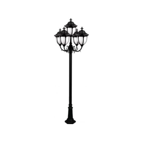 Dabmar 16W Showcase Five Light LED Post Light Fixture w/White Lens, Black