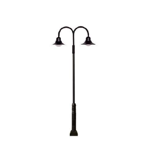 Dabmar 30W Two Arm Drop Post LED Lamp Post Fixture w/PC Lens, Black