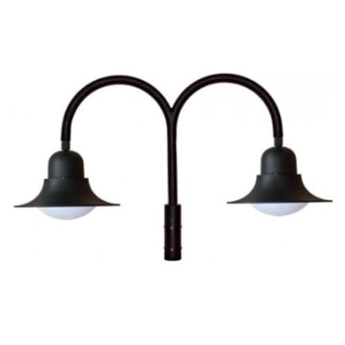 Dabmar 60W LED Two Headed Goose Neck Post Light Fixture, 85V-265V, 3000K, BK