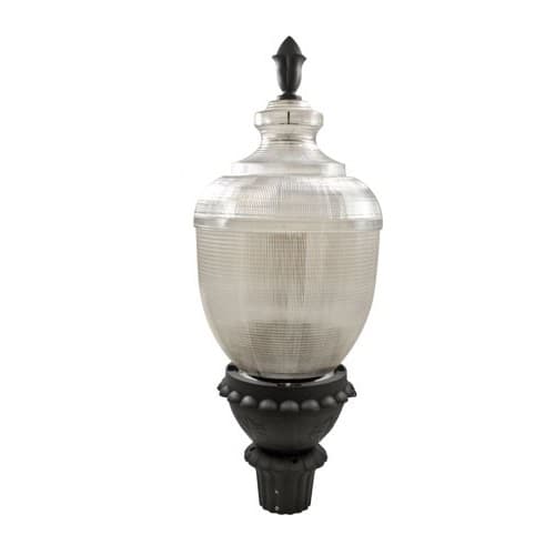 Dabmar 120W LED Post Top Light Fixture w/ Clear Acorn Shade, Black Finish