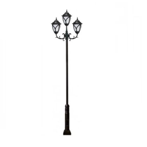 Dabmar 30W Three Light Acorn LED Lamp Post Fixture, Black