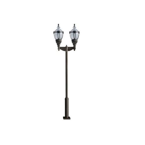 Dabmar 75W Two Light Clear Top Acorn LED Lamp Post Fixture w/PC Lens, Bronze