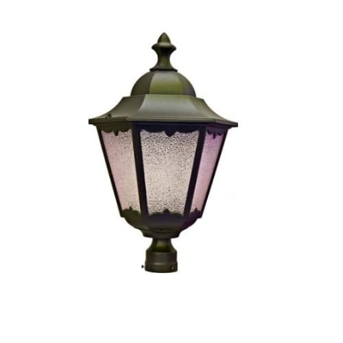 Dabmar 30W Lantern LED Post Top Fixture w/Crackled Glass, Bronze