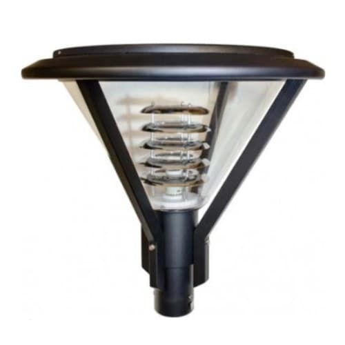 Dabmar 30W Tubular LED Triangular Post Top Fixture, 85V-265V, 3000K, Black