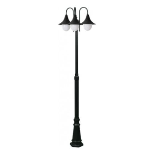 Dabmar Three Headed Post Light Fixture w/o Bulb, 120V, Black