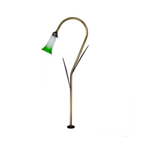 Dabmar 2.5W LED Path Light w/ Leaf, Tulip Glass, 12V, 6500K, Brass/Evergreen