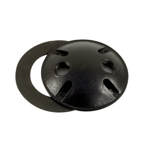 Dabmar Aluminum Female Round Box Cover w/ Two 1.5-in NPT Holes, Black