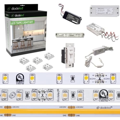 Diode LED Blaze LED Tape Light Kit w/ Plug-in Adapter, 100 lm, 12V, 4200K