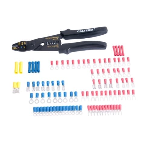 Calterm 100-Piece ProKit Terminal Kit w/ Crimp Tool