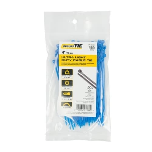 Gardner Bender 4-in Ultra Light Duty Cable Ties, 18lb, Blue