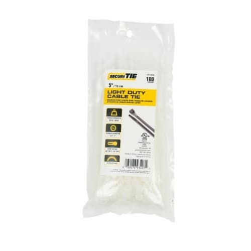 Gardner Bender 5-in Light Duty Cable Ties, 40lb, Natural