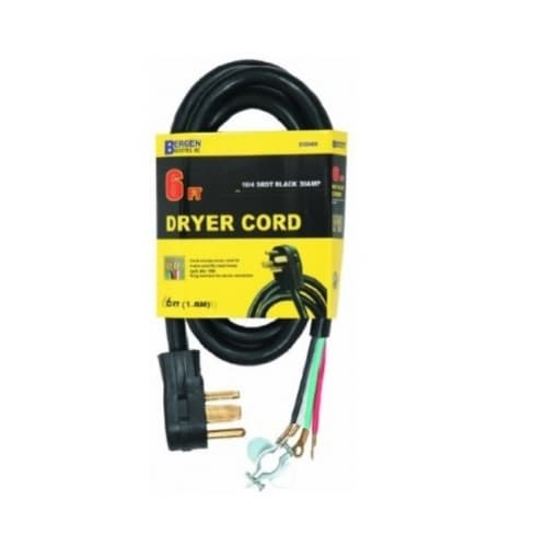 Bergen 6 FT 30 Amp SRDT Black Dryer Cord