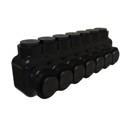 FTZ Industries Insulated Multi-Tap Connector, Single Sided, 7 Ports, 250-6 kcmil, BK
