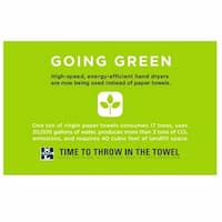 Wall Placard with Going Green Message for Hand Dryers, Green