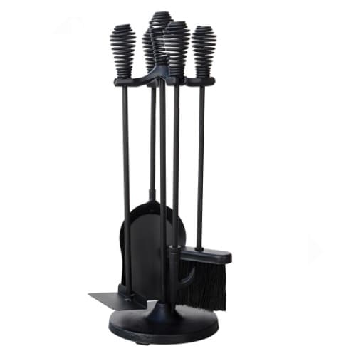 UniFlame 21-in Mini Fireset w/ Spring Handles, 5-Piece, Black