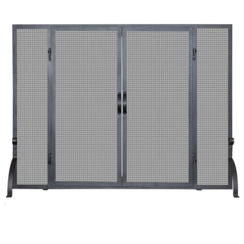 UniFlame Large Fireplace Screen w/ Doors, Wrought Iron, 1-Panel