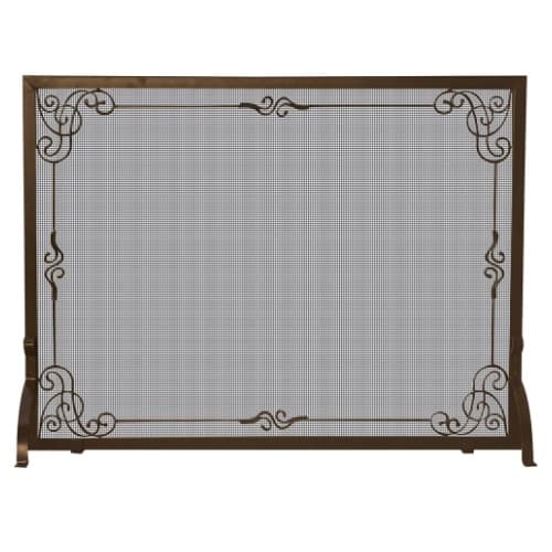 UniFlame Fireplace Screen, Decorative Scroll, 1-Panel, Bronze